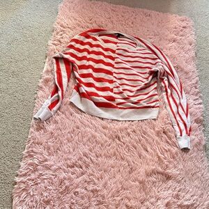 Banana Republic Red Orange and Cream Striped Sweater
